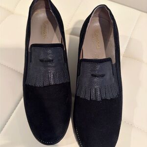 Tomasi Italian suede loafers with Fringe Detail